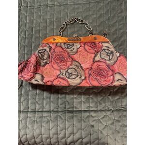 Vintage 1940 style Art Deco Lucite BAKELITE BEADED‎ HANDBAG PURSE Rose Pattern